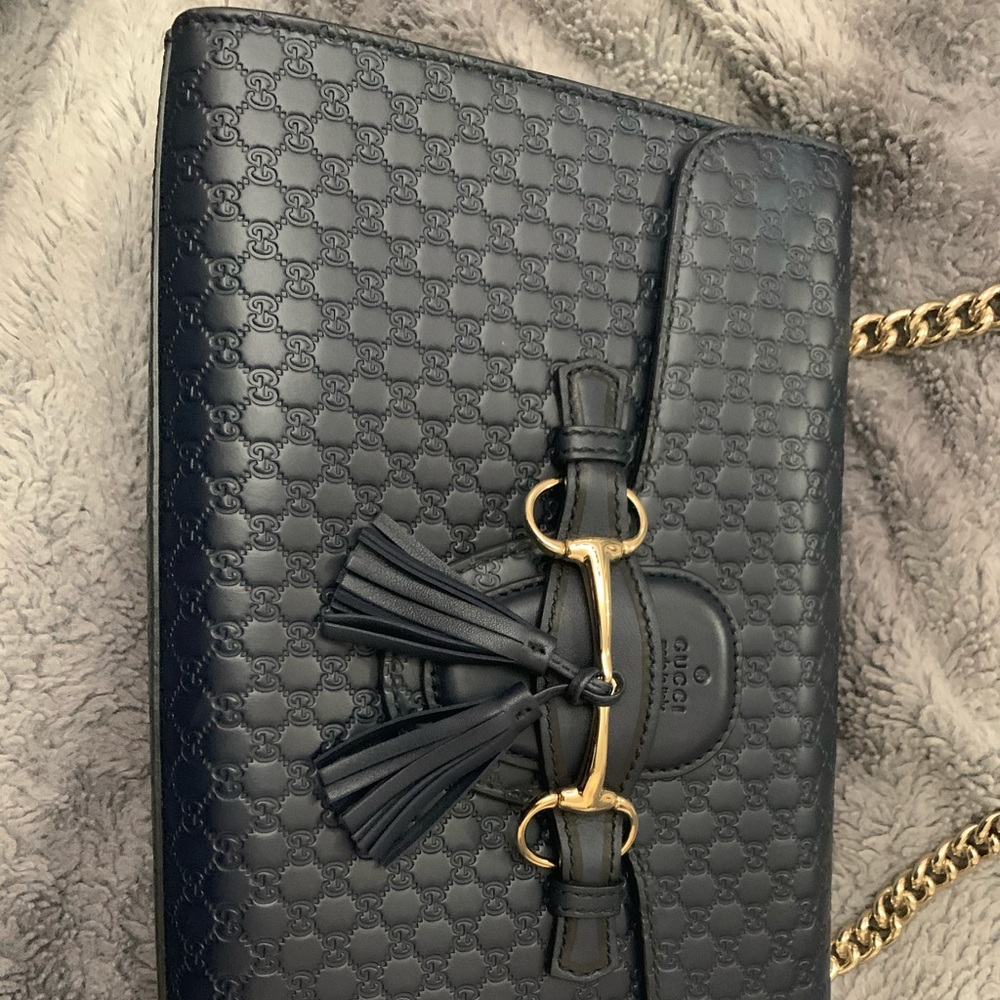 Gucci Emily Medium Navy Blue Bag